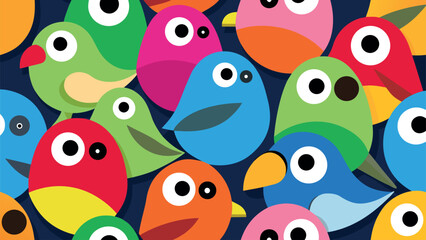 Cartoon Birds Group – Colorful Funny Pattern Illustration, Child Friendly Birds Drawing, Birds Comic Abstract Design, Zoomorphic Funny Birds Cartoon, Cute Animal Group Artwork, Multi Colored Birds Cha