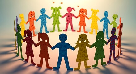 Diverse Children Holding Hands in Circle.