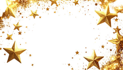 Gold star frame on black background