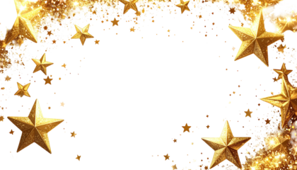 Gold star frame on black background