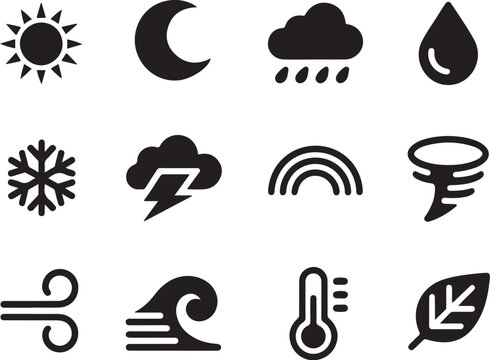 Weather forecast icons set for mobile and web applications