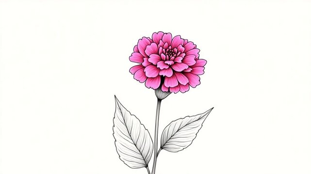 Animated self drawing of continuous line draw beauty fresh lantana for garden logo. Decorative shrub verbena flower concept for home wall decoration art poster print. Full length single line animation