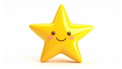 Obraz premium キャンディのような3D 星アイコン 黄色 CG画像素材