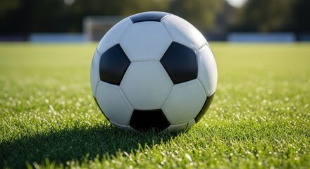 Fototapeta premium Soccer Ball on Stadium Field with Cheering Crowd