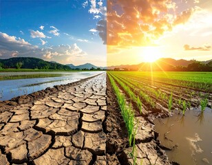 Digital Art Depicting Climate Change Effects: Melting Icebergs and Rising Waters