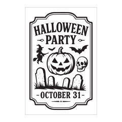 Obraz premium Vintage Halloween Label – Spooky Pumpkin & Skull Design