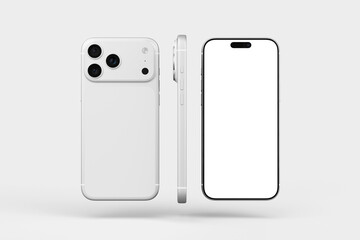 Modern Mobile Device Mockups in Front, Back, and Side Views