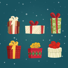 colorful christmas gift boxes collection