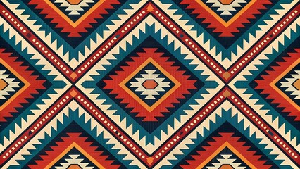 Vibrant geometric pattern with bold tribal design elements for modern creative projects and diverse backgrounds