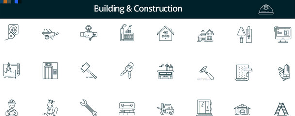 Building and Construction Icon Set for Architecture, Engineering, and Contractor UI Design