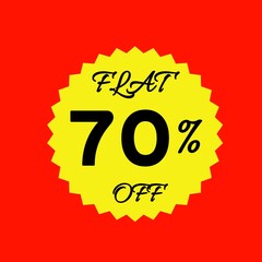 Yellow sale tag with 70 percent discount offer badge on black background, promotional marketing label, special price sticker, clearance sale banner, discount shopping sign, retail store promotion	