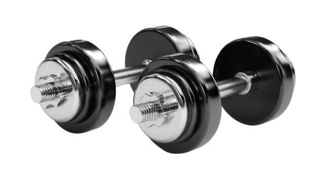 3d render of fitness dumbbell on white background