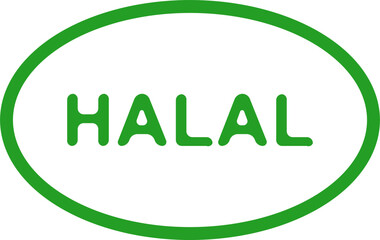 Halal certification label with green text inside oval shape vector illustration