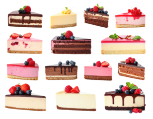 Cake collage on white background