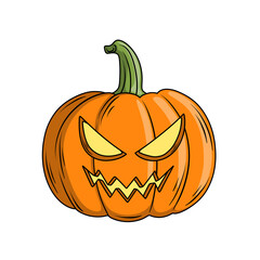 Spooky Jack-o'-Lantern with Glowing Eyes and Zigzag Mouth