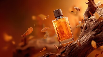 Business growth through branding and innovation with an autumn themed luxury perfume bottle
