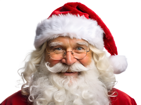 Smiling santa claus isolated on transparent background, a jolly symbol of christmas and holiday cheer