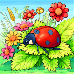 A Ladybug's Day in the Flowers