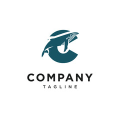 Obraz premium Letter C Humpback whale Ilustration Vector Logo Icon 