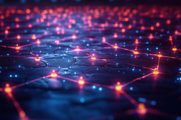 Glowing lights against a dark background.