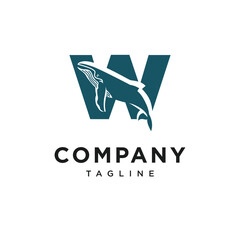 Letter W Humpback whale Ilustration Vector Logo Icon 