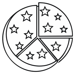 Moon phase pizza pie chart black and white design