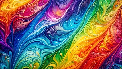 Vibrant rainbow liquid ink marble pattern swirling colors abstract art background texture