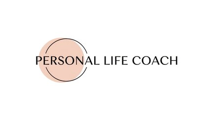 Minimalist Personal Life Coach Logo with Peach Circle on White Background