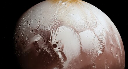 Detailed Close-Up of Pluto's Surface Showing Craters and Geological Features