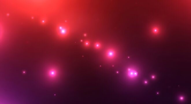 Abstract Red and Pink Glowing Particles.