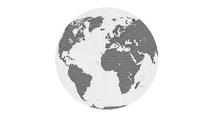 Obraz premium A minimalist monochrome world map created with a pattern of small dots, a perfect global concept for data, networks, and international communication designs