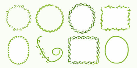 Collection of organic green vine and leaf borders and frames in various shapes © Partha
