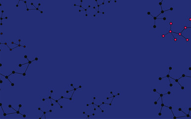 Abstract Molecular Network Pattern on Dark Blue Background