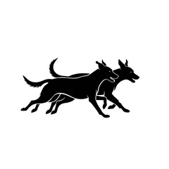 Running Dogs Silhouette Vector Minimalist Twin Pets Logo Design