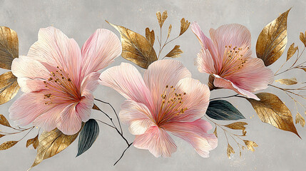 Soft pastel watercolor blossoms create botanical composition
