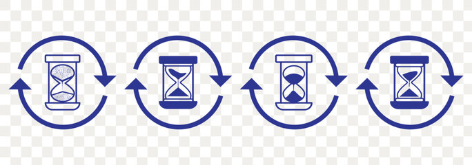 Hourglass icon set. Sand watch and sandglass, timer and watch symbol. timer symbol, time management, countdown, deadline, sand clock, minimalist design, productivity, business concept. eps 10