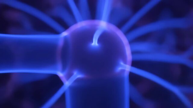 Seamlessly looping vibrant plasma energy flowing and pulsing with electric blue and purple design, science, seamlessly looping vibrant plasma energy