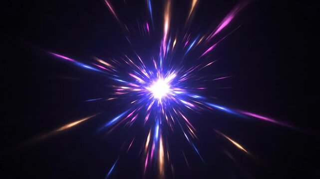 Seamlessly looping video depicting a central burst of abstract light radiating brilliant, energetic streaks outwards backdrop, mystical, backdrop