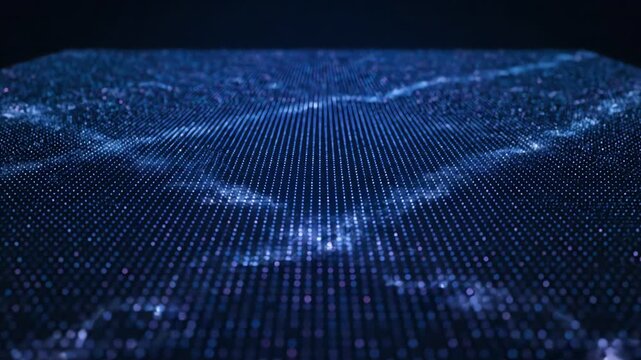 Seamlessly Looping Video Depicting an Abstract Grid of Twinkling Points Forming a Dynamic Digital Network modern, digital, innovation