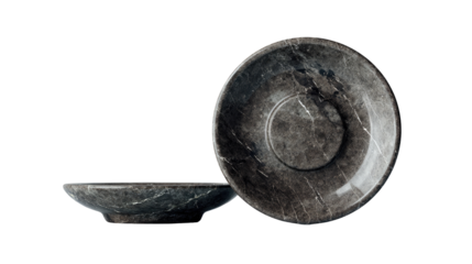 Dark gray marble bowl and plate set
