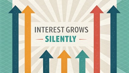 Colorful Arrows Pointing Upward with Background Rays Illustrating Growth and Interest in a Creative Marketing Concept