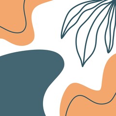 Abstract Organic Shapes and Leaf Outline orange teal