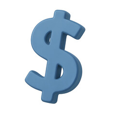 Obraz premium A three-dimensional, blue dollar sign isolated against a white background.