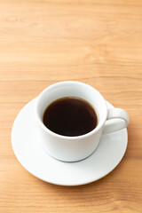 ホットコーヒー　木目背景
