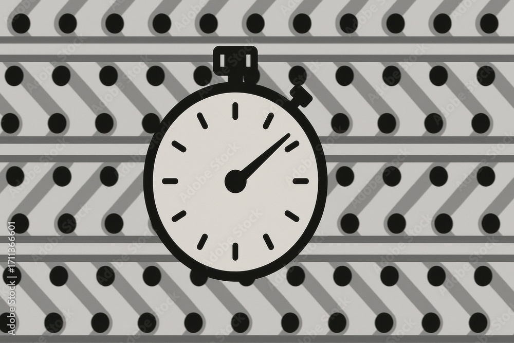 Poster logistics cost increase. stopwatch on a patterned background representing time management.