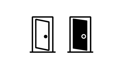 Open door icon in line and solid style