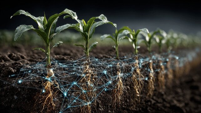 Smart networks analyze soil microbial activity and organic matter levels, enabling AI to optimize nutrient cycling and support robust root system development in natural ecosystems.