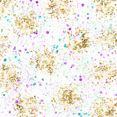 Colorful Glitter and Confetti Splatter on White seamless pattern