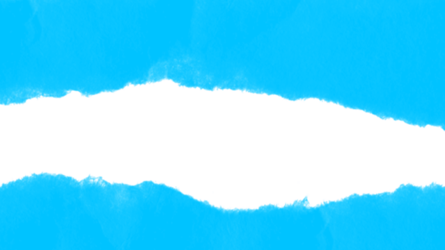 Blue Torn paper frame on transparent background. torn paper texture, ripped of paper designs and jagged paper edges create a raw, artistic look.