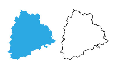 Obraz premium Map of the state of Telangana, India. Map with detailed outlines and blue silhouettes